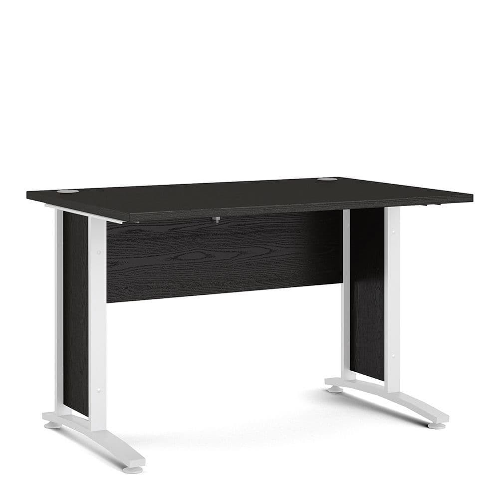 Business Pro Desk 120 cm in Black woodgrain with White legs in Black woodgrain/Matt White
